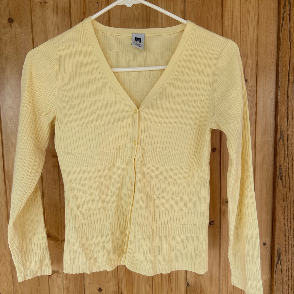 GAP Women's Light Yellow Button Down Sweater Size S